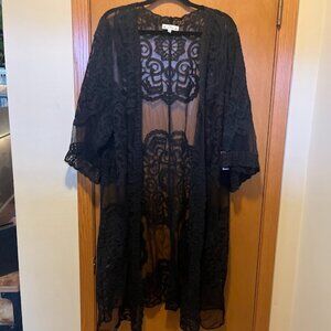 Poof! New York Black Lace Coverup Bell Sleeves New With Tags Size XL